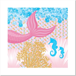 Pink Mermaid -Under the Sea Posters and Art